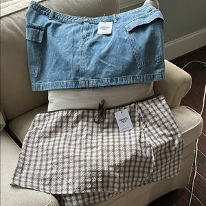 Princess Polly Denim and Plaid Skirt Set